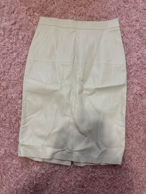 Mango Cream Leather Pencil Skirt